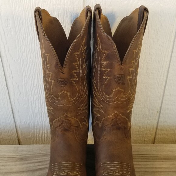 Ariat Heritage Womens Tan Leather Cowboy Western Boots 9 B 10001021 - Picture 10 of 13